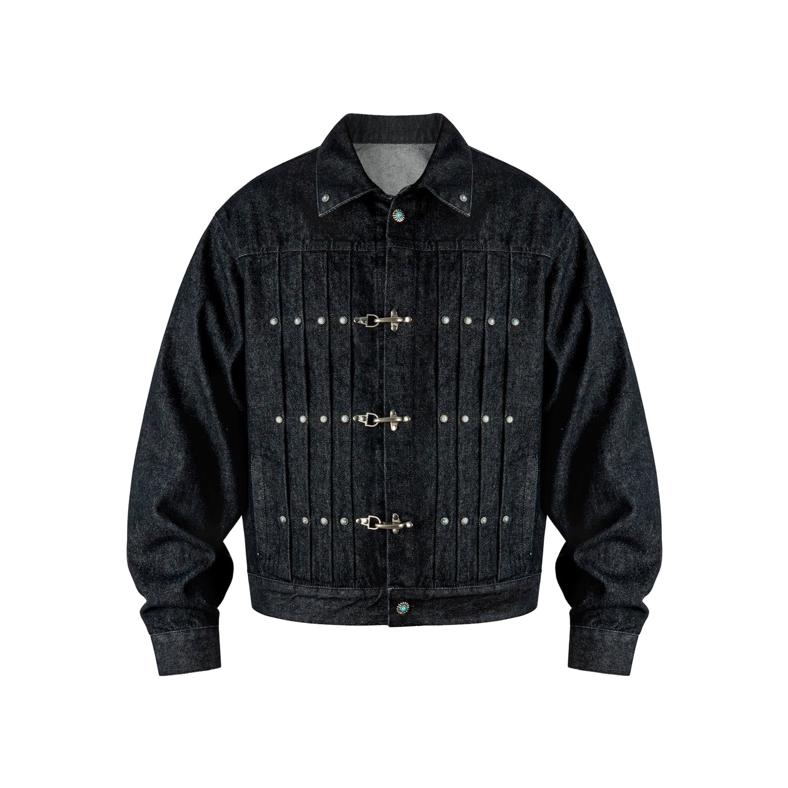 Black / S Gemstone Buckle Denim Jacket