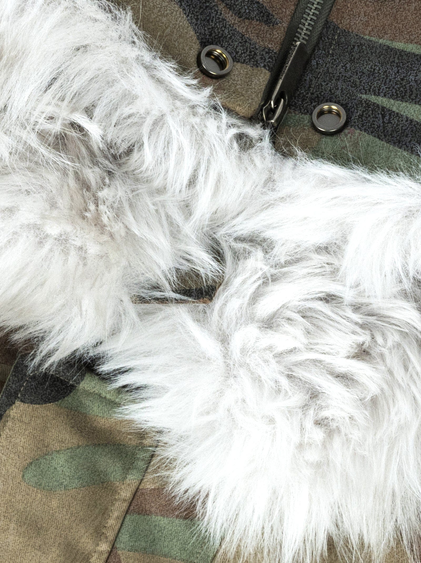 Camouflage Crack Pattern N2B Fur Collar Jacket