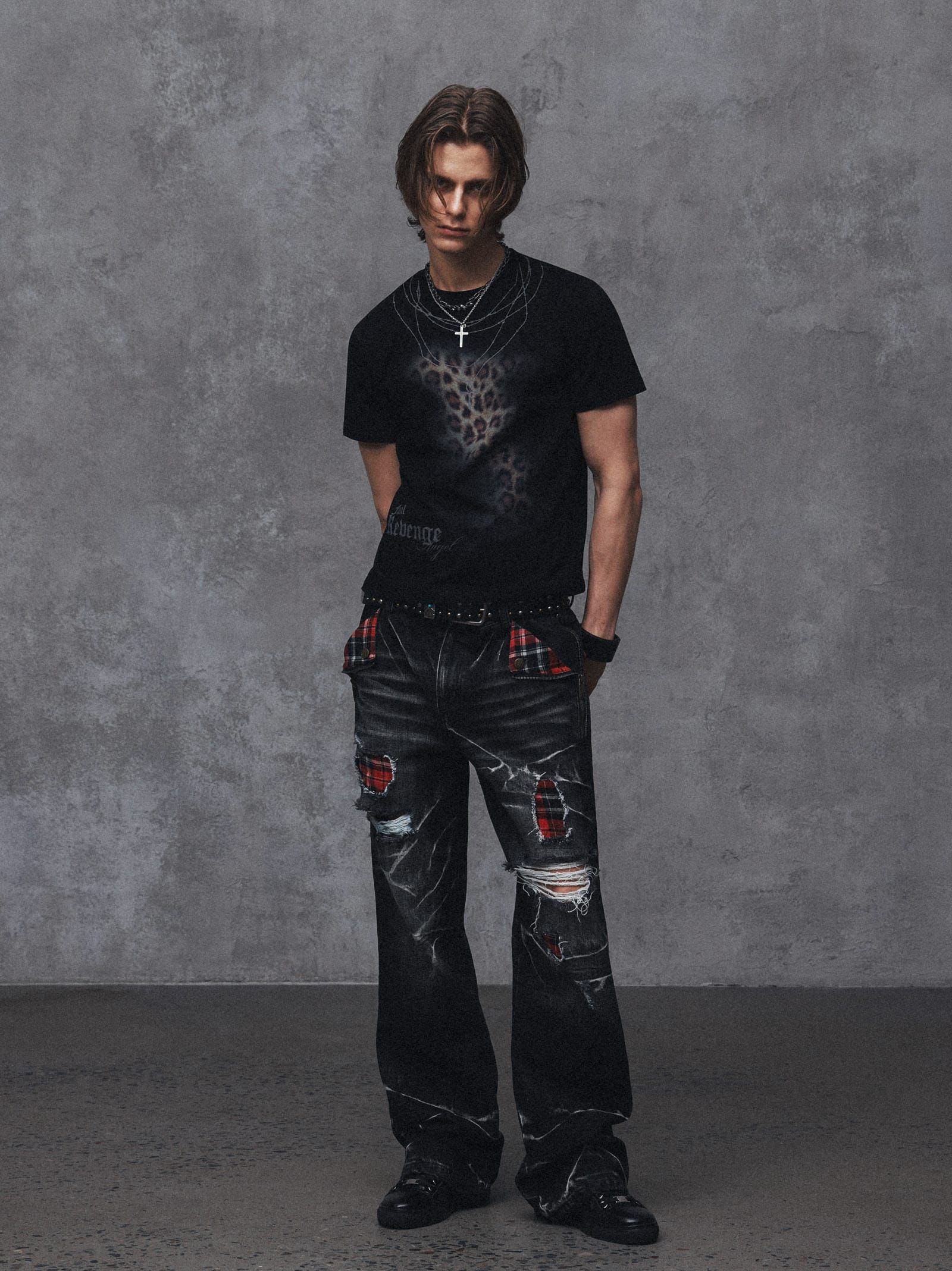 Fatal Revenge Angel Leopard Chain Print Tee