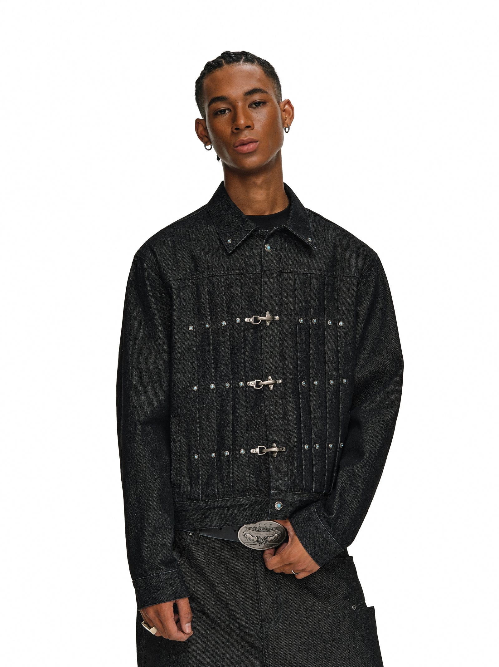 Gemstone Buckle Denim Jacket