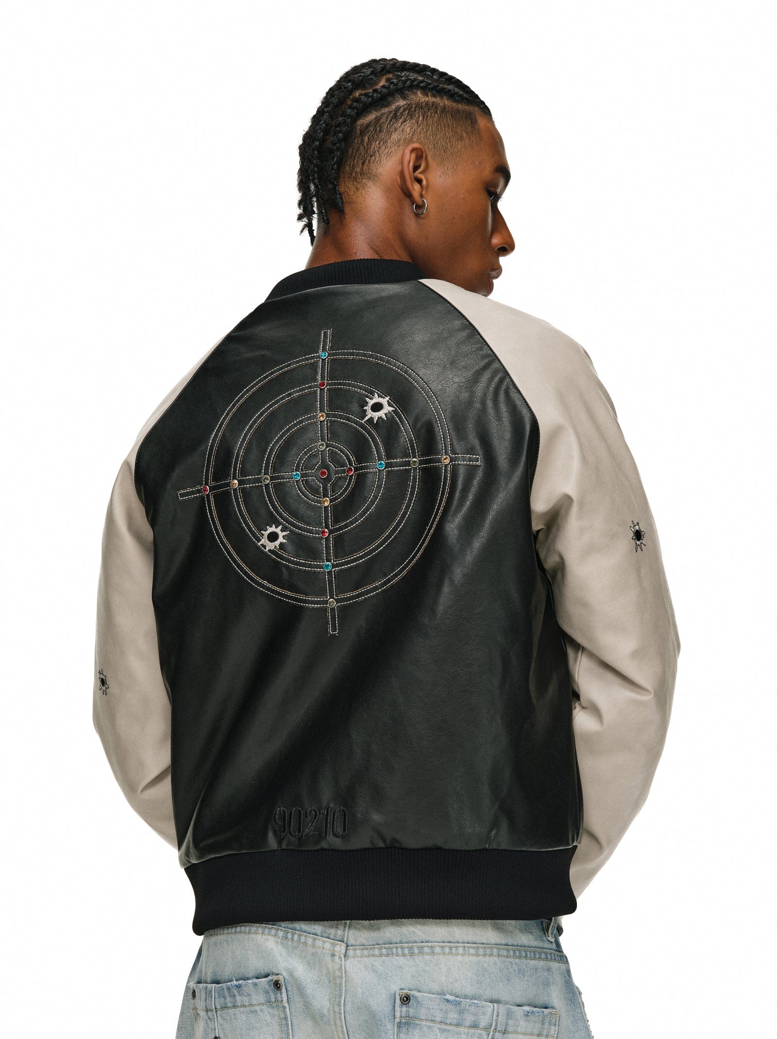 Gemstone Raglan Leather Varsity Jacket