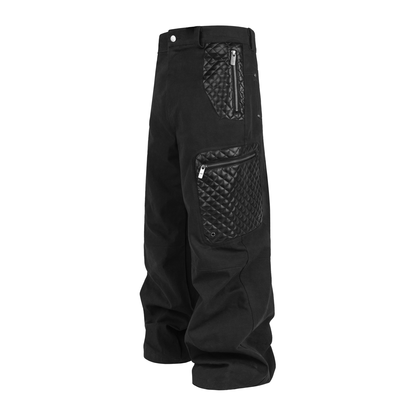 Leather patchwork work pants