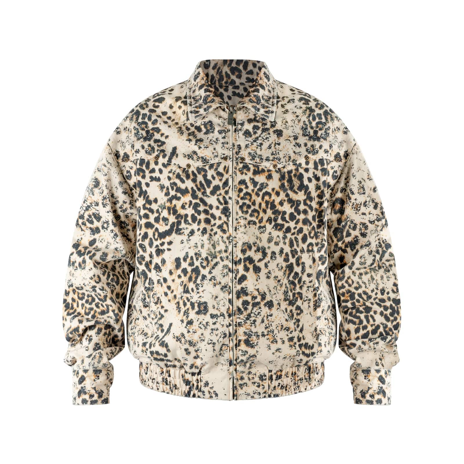 Light Brown / S Distressed Leopard Jacket