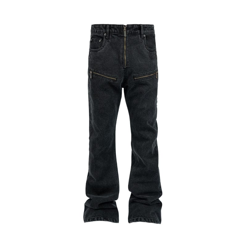 Pants Black / S Riveted zip-up jeans