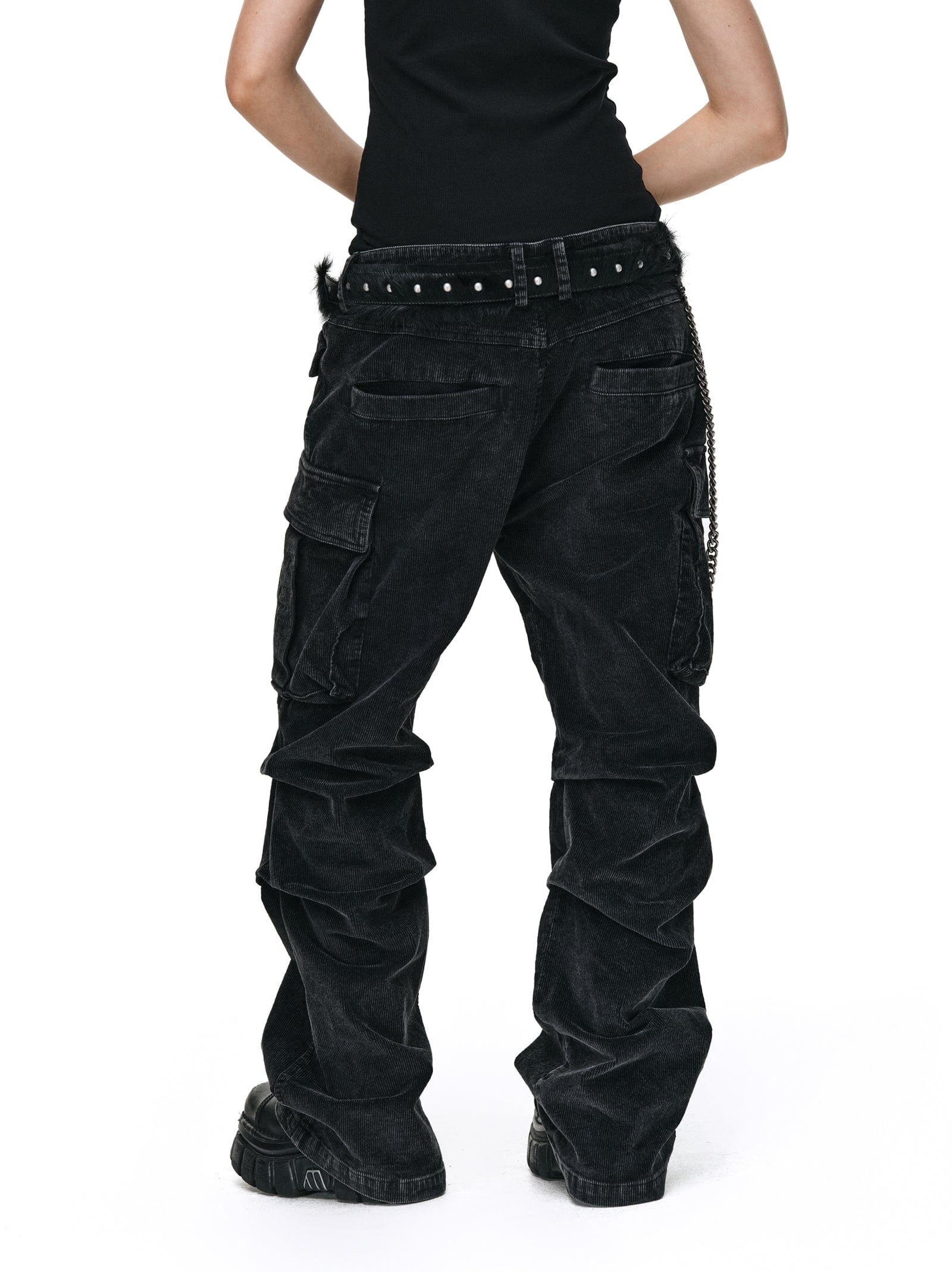 Pants Corduroy Pocket Washed Work Pants