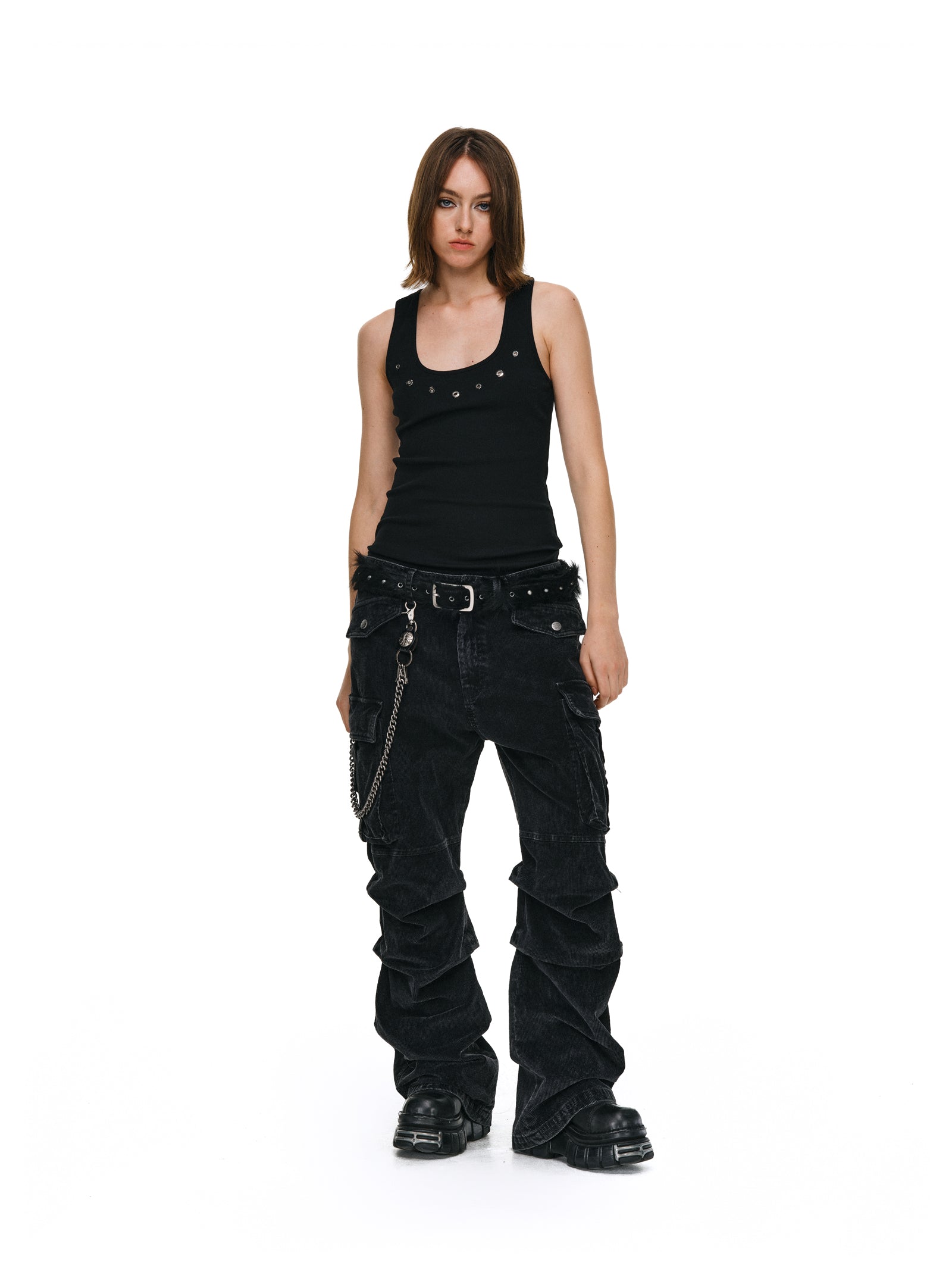 Pants Corduroy Pocket Washed Work Pants