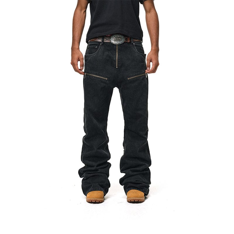 Pants Riveted zip-up jeans