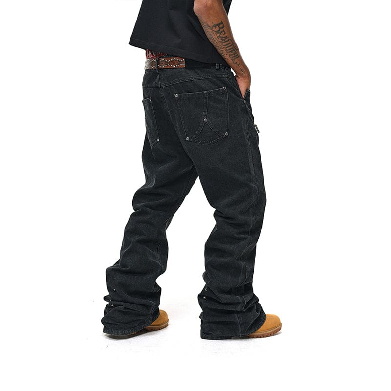 Pants Riveted zip-up jeans