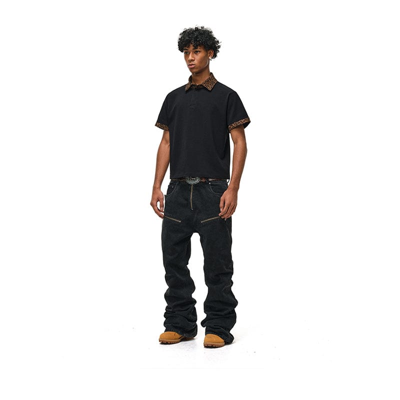 Pants Riveted zip-up jeans