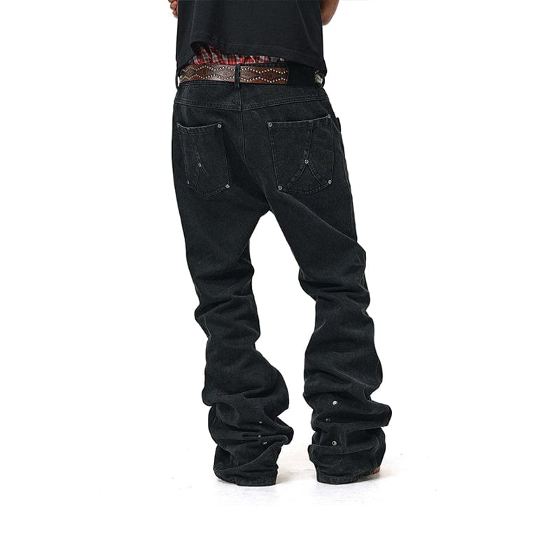 Pants Riveted zip-up jeans