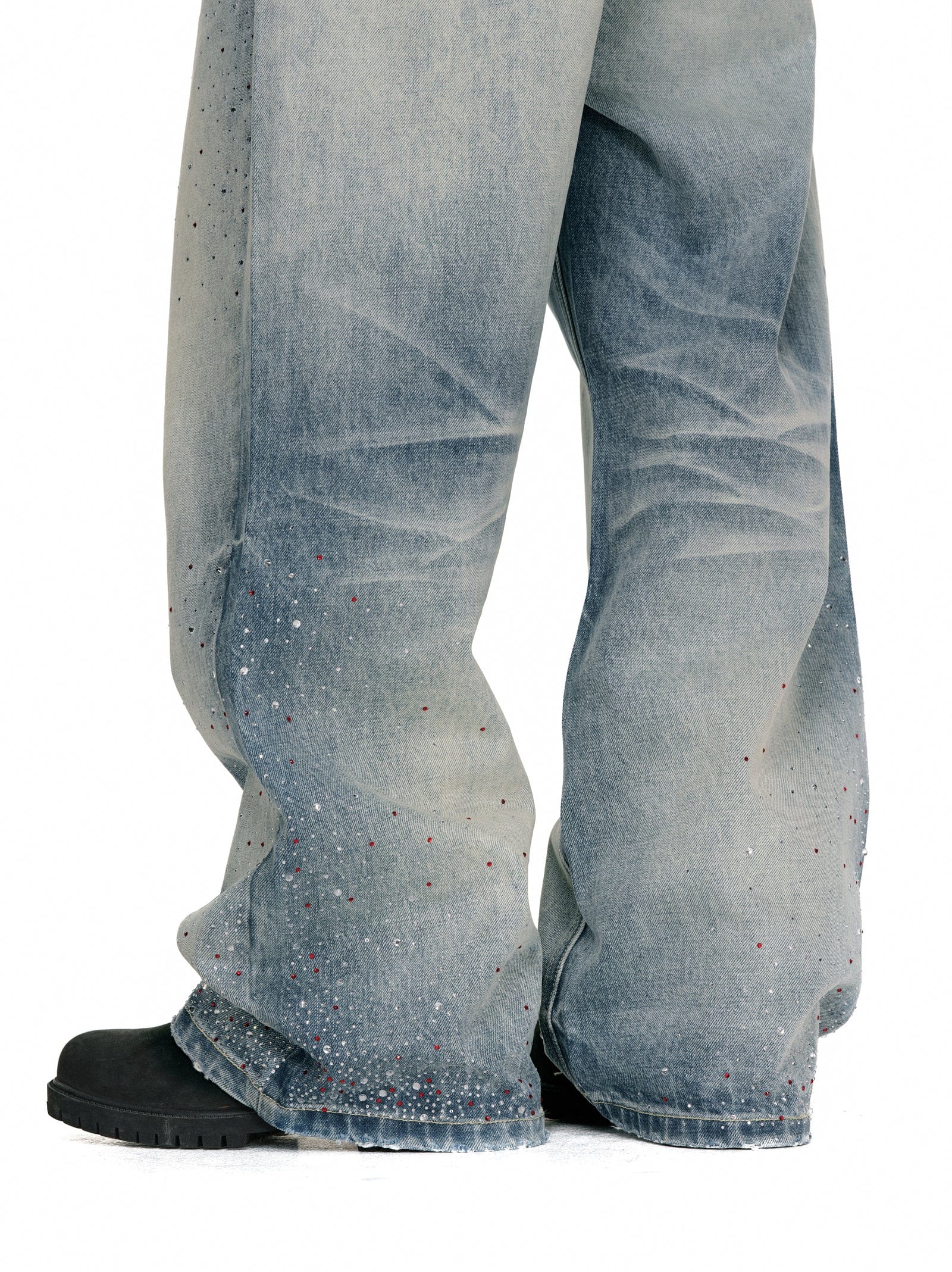 Rhinestone Detailed Loose Fit Denim