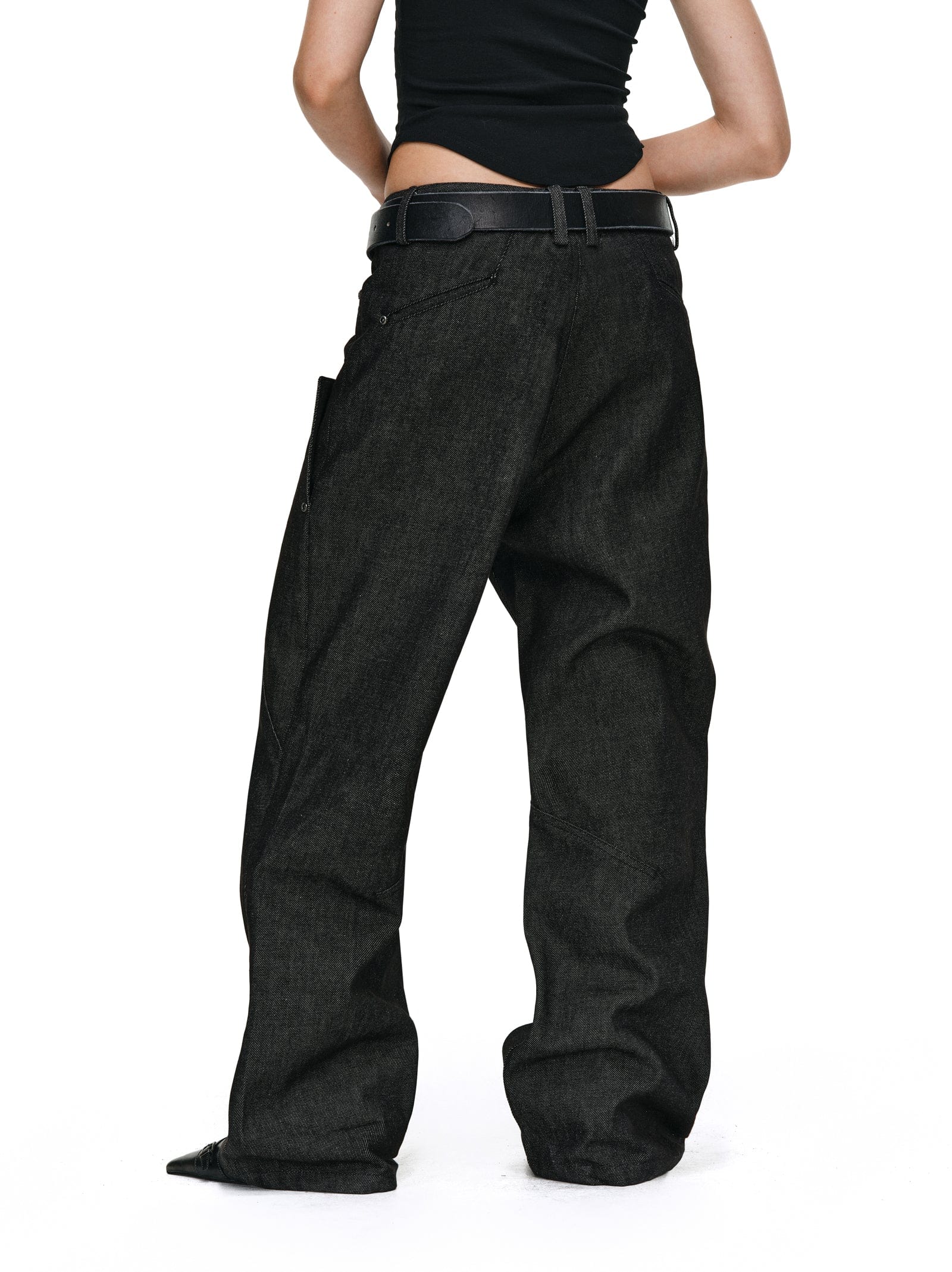 Stacked Black Denim Jeans