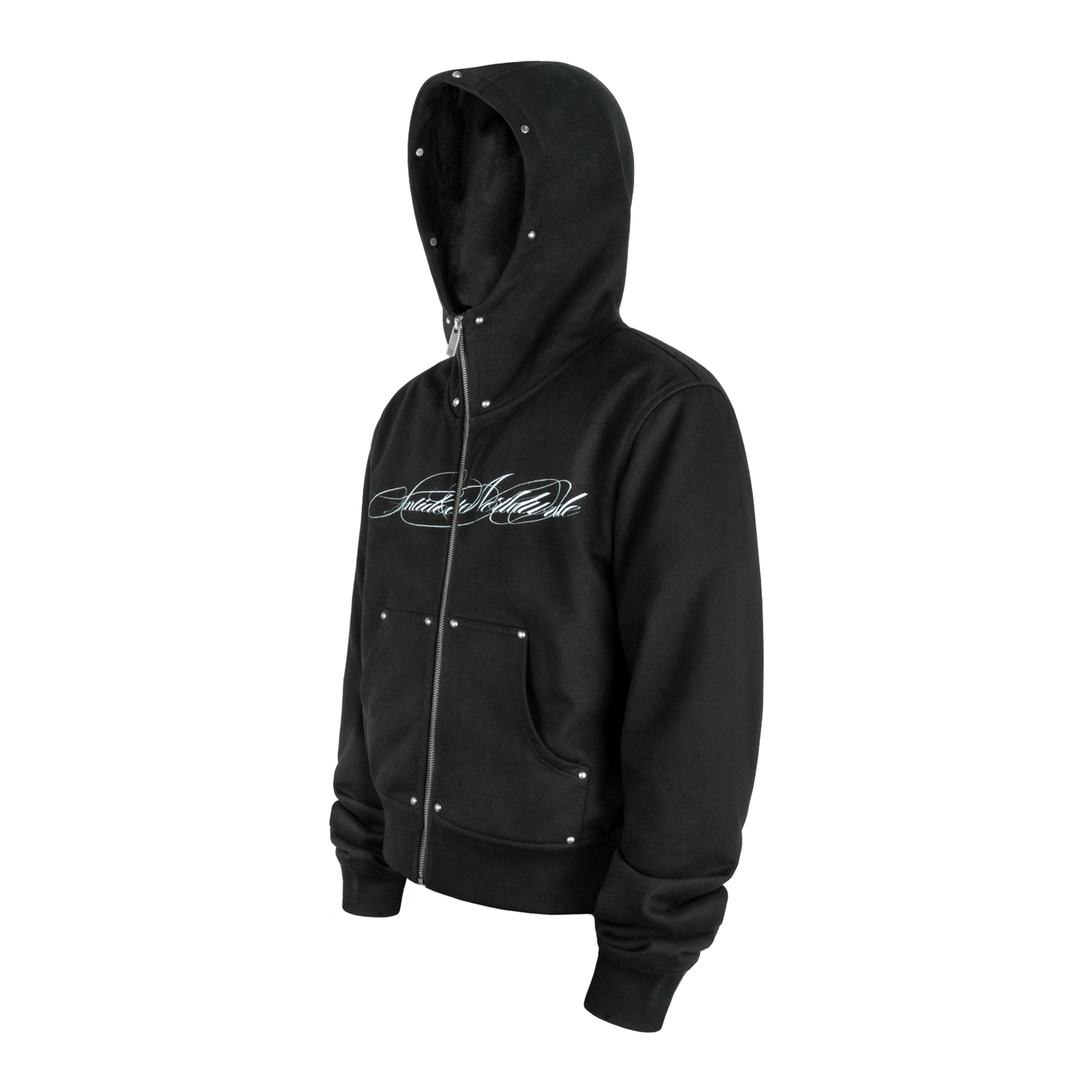 Studded Script Logo Tactical Hoodie