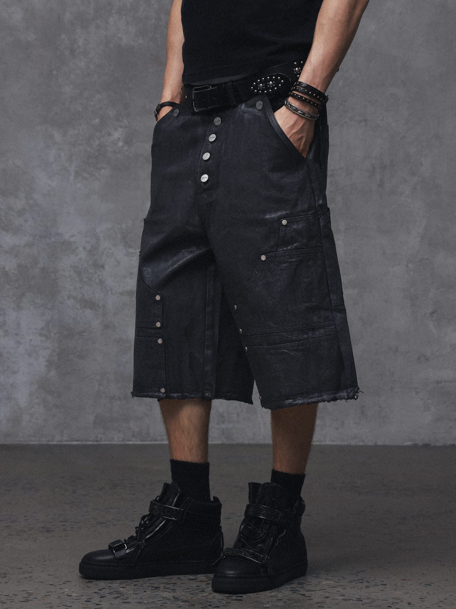 Waxed Button-Fly Lumberjack Cropped Pants