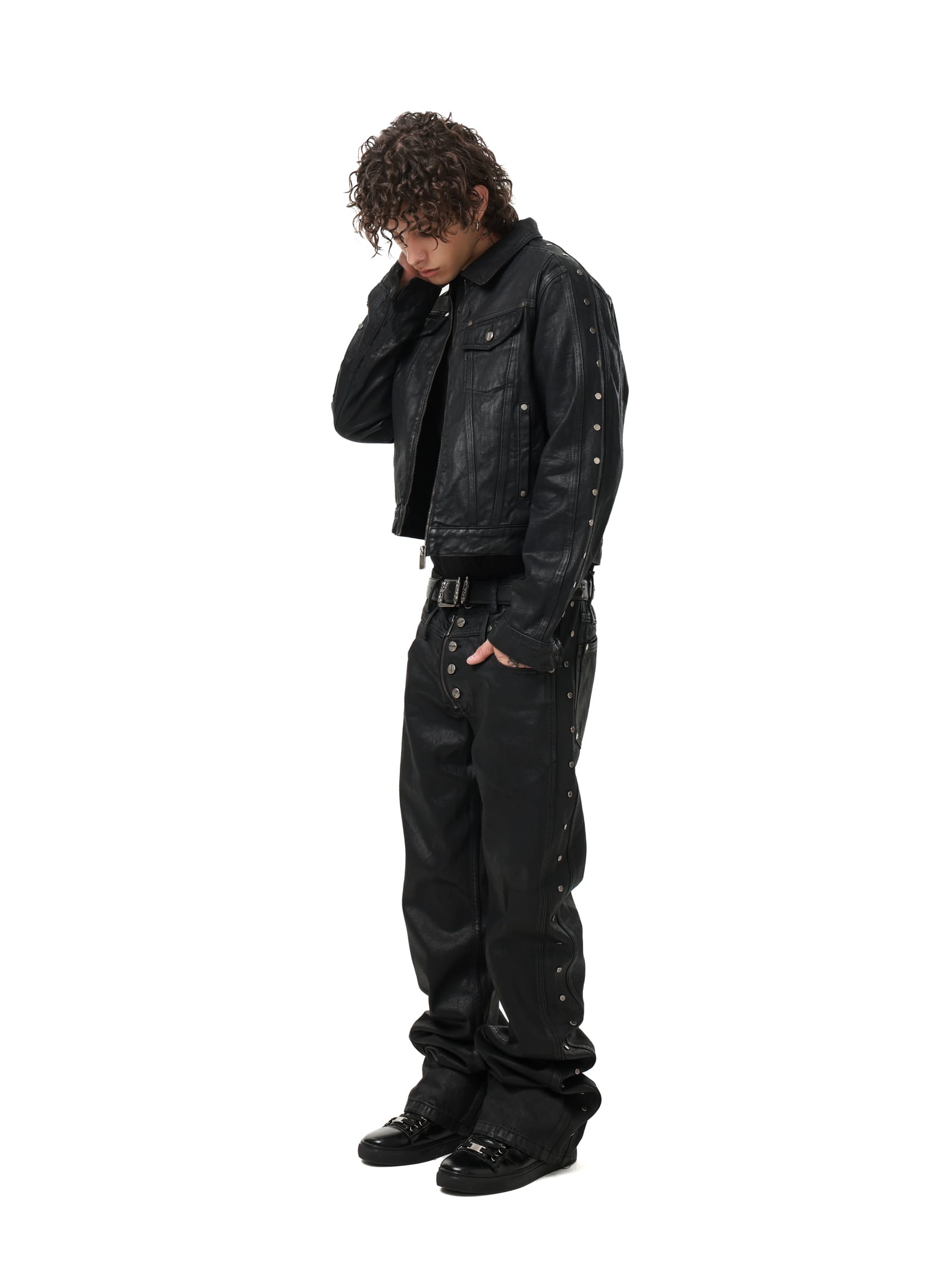 Waxed Studded Denim Jacket