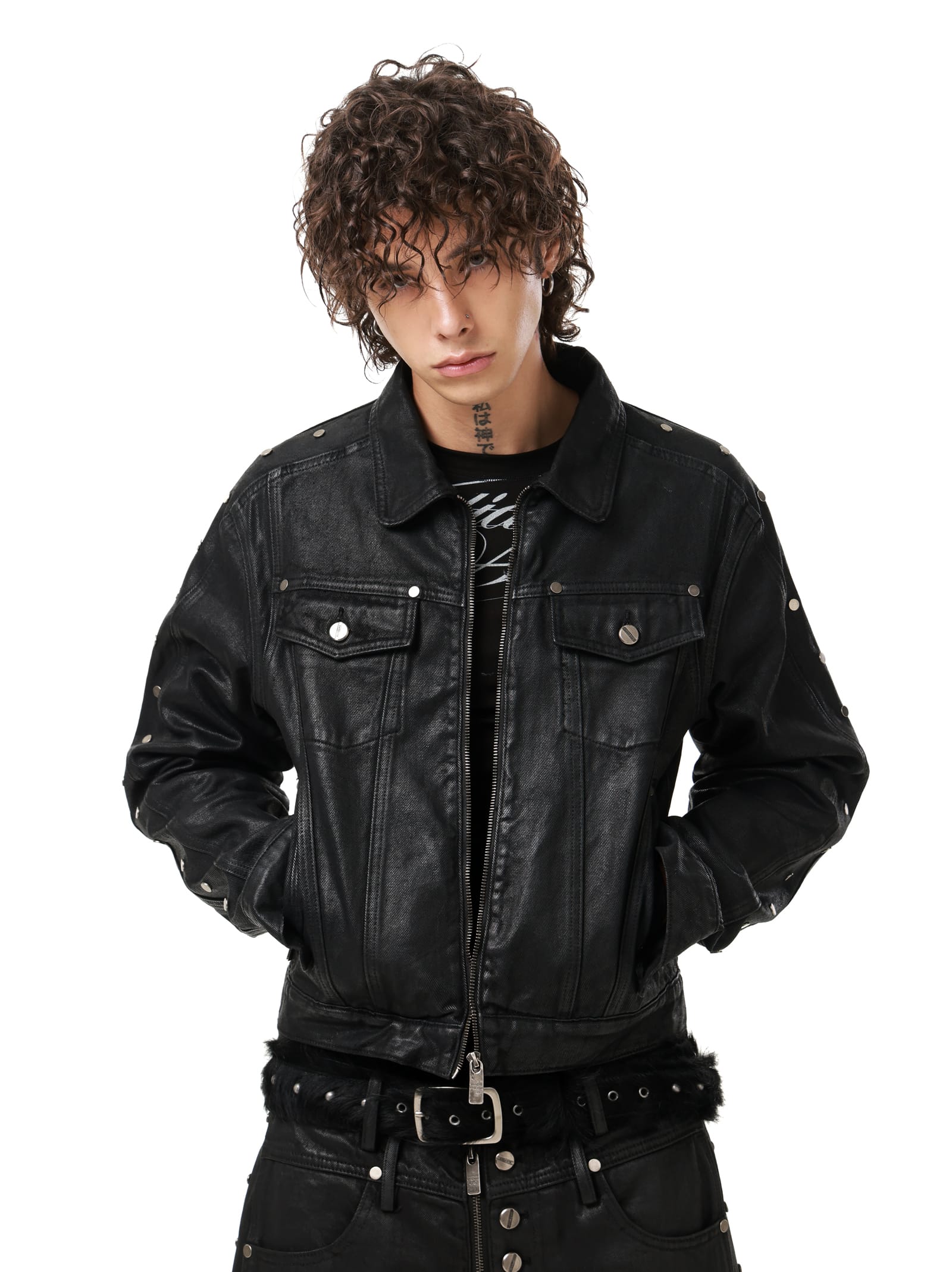 Waxed Studded Denim Jacket