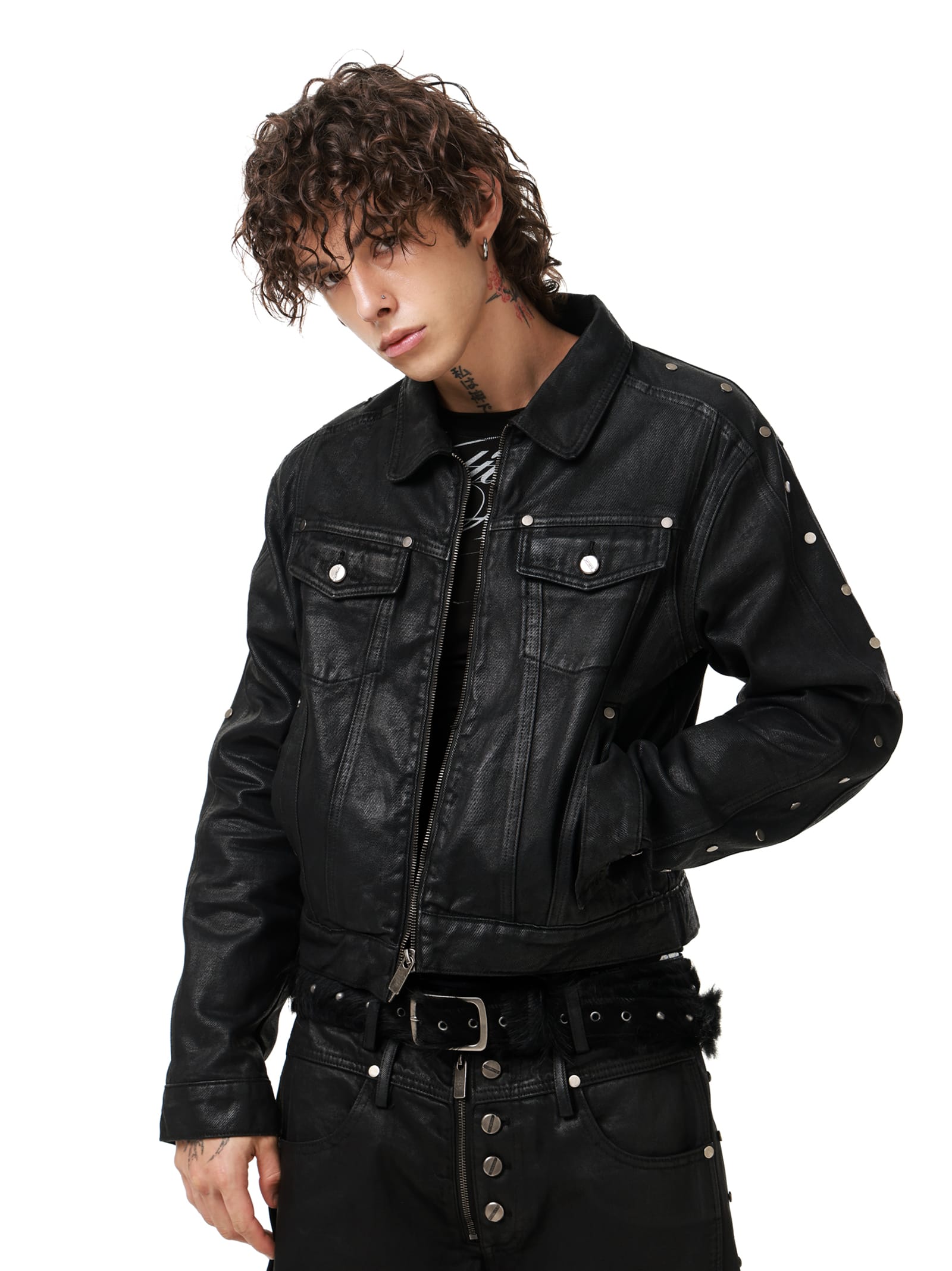 Waxed Studded Denim Jacket