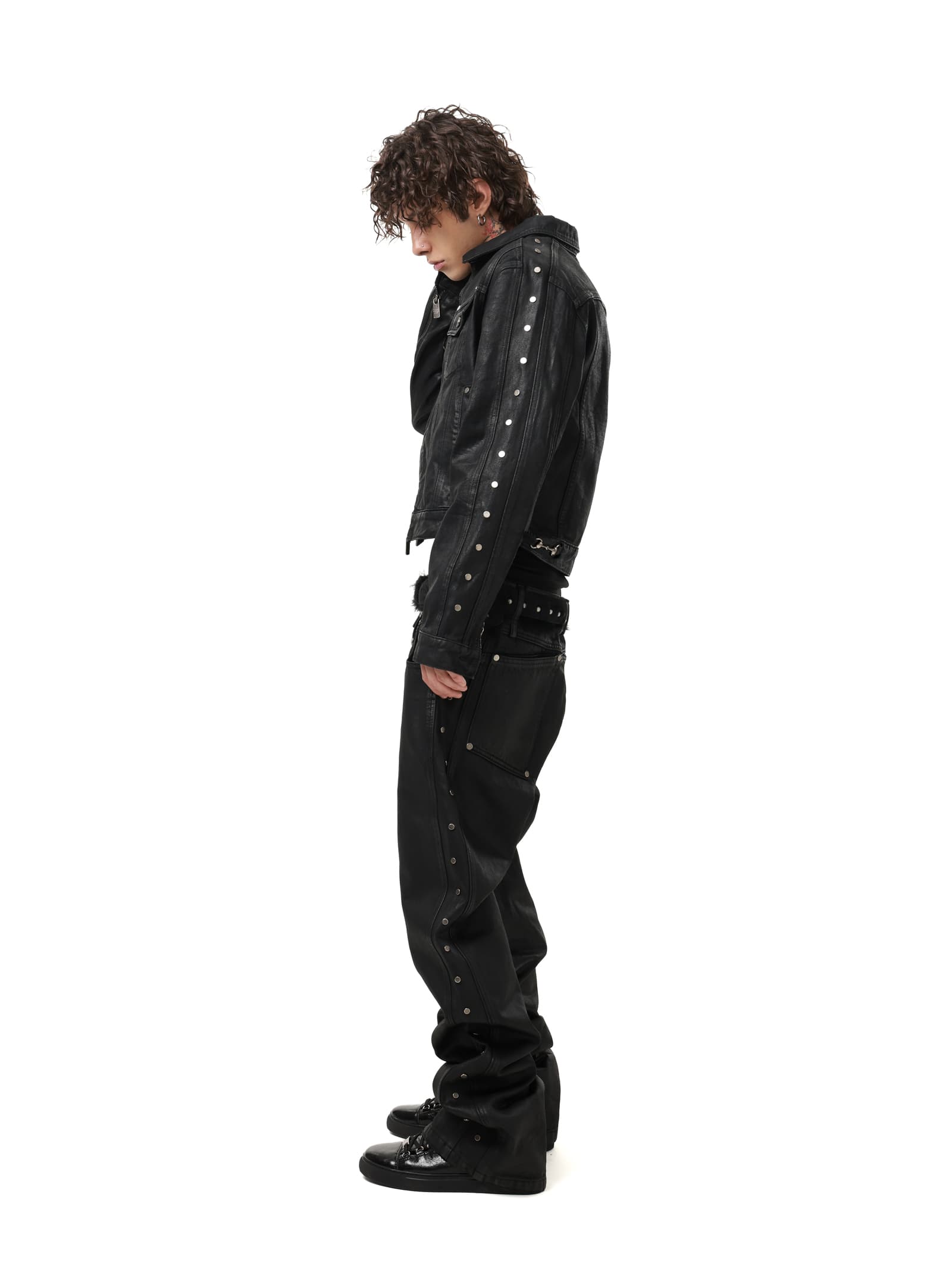 Waxed Studded Jeans
