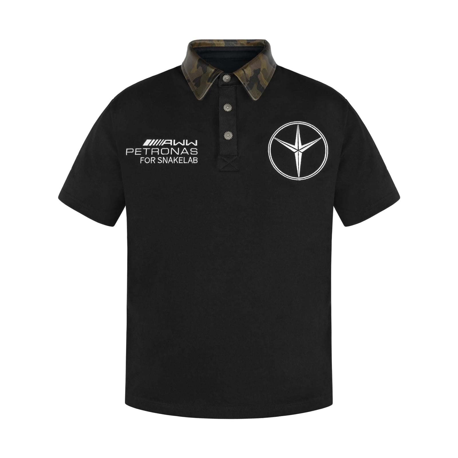 Black / S POLO / Racing Style Leather Collar Polo