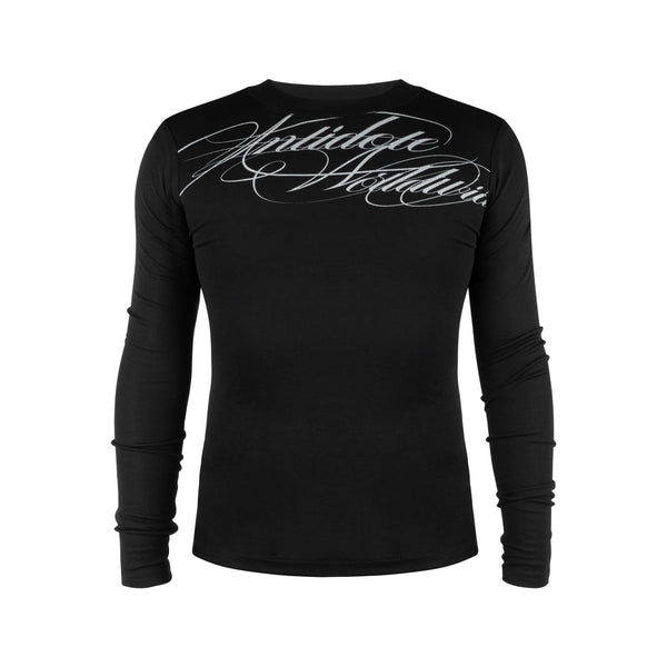 Script Cross Panel Long Sleeve Top