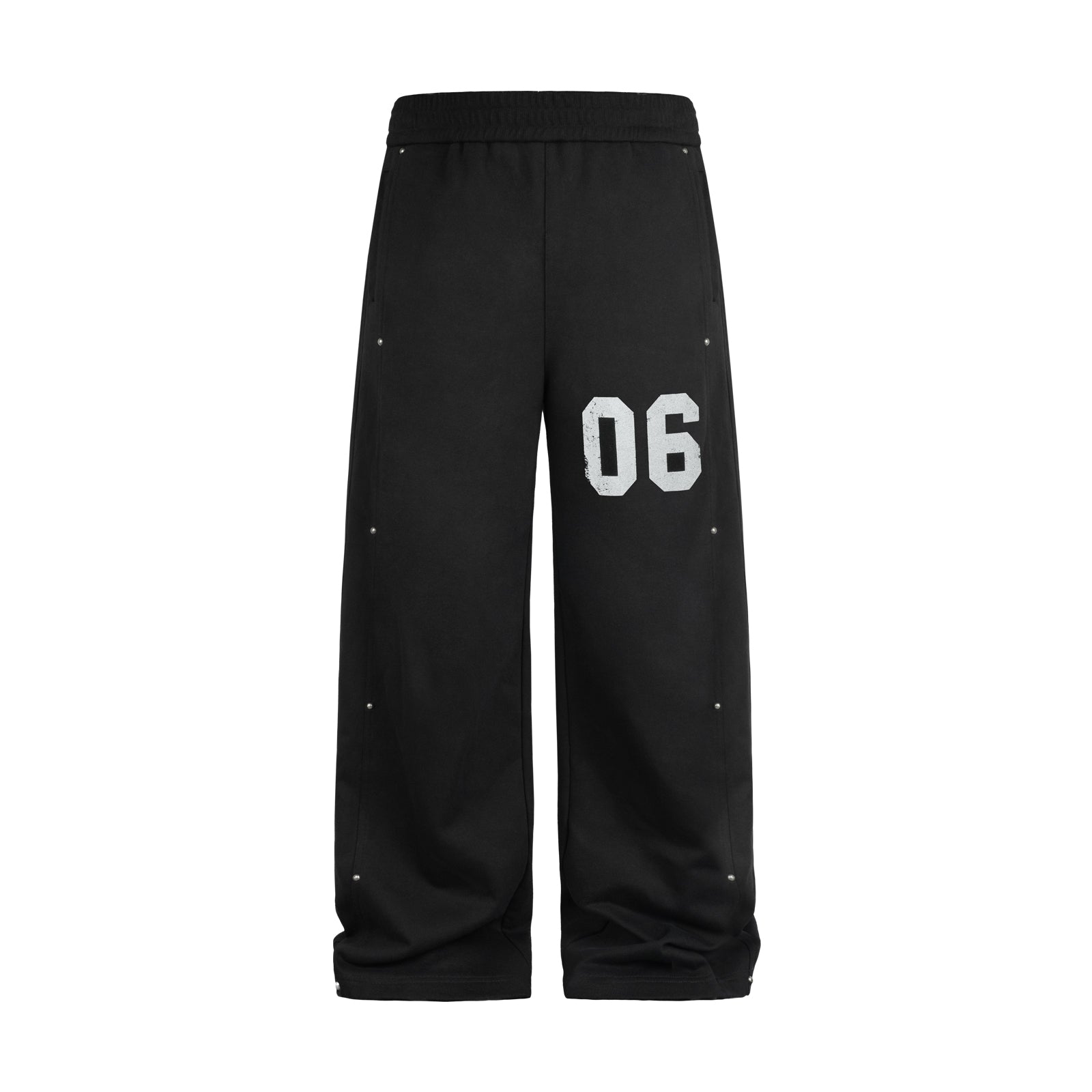 Black / S Studded Script Letter Print Sweatpants