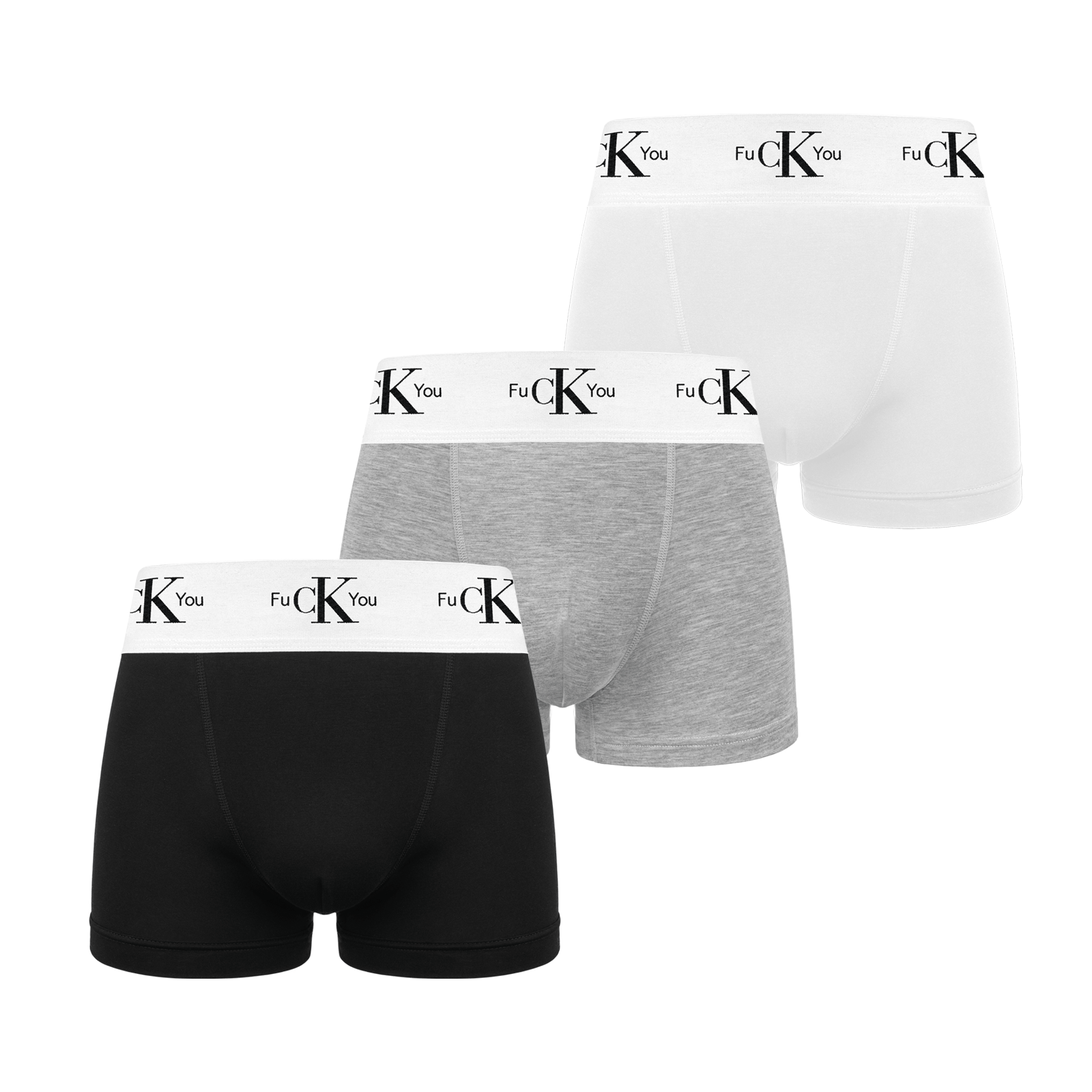 Black｜White｜Gray / S FuCK You Logo Boxer Briefs 3-Pack