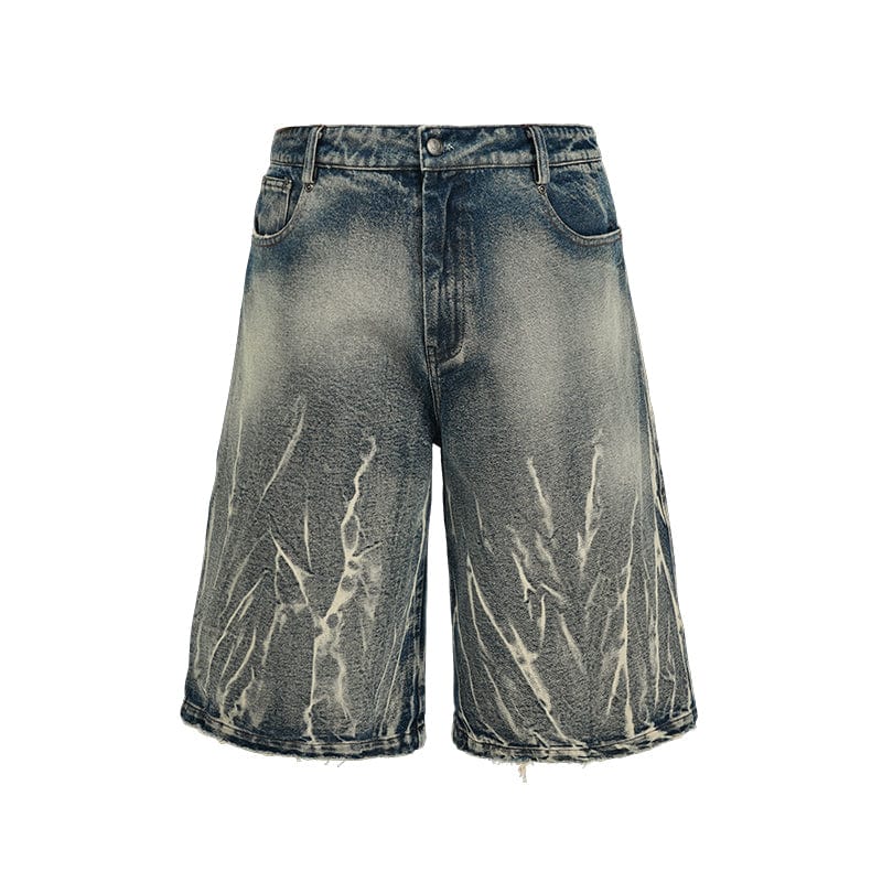 Blue / S Lightning pattern denim shorts