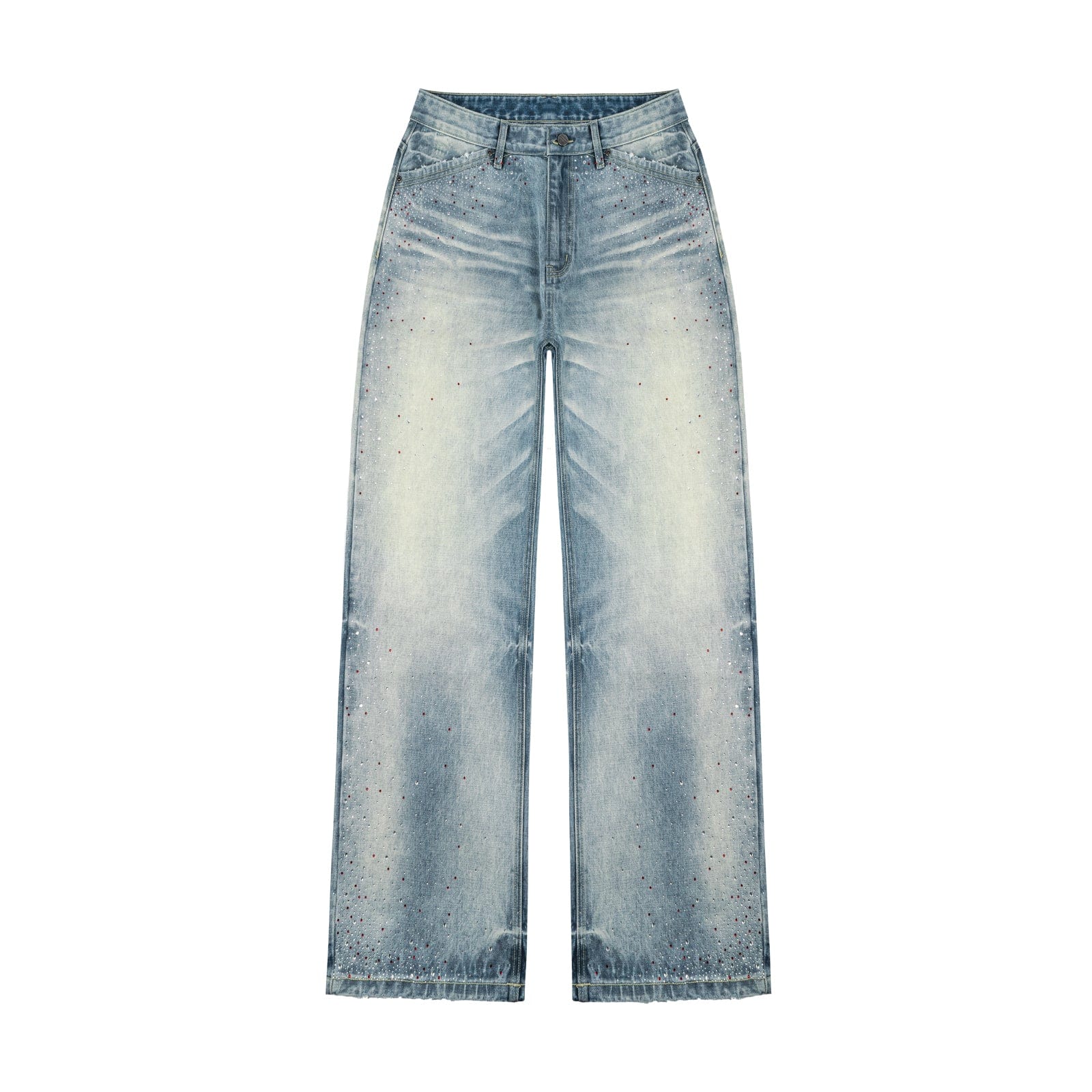 Blue / S Rhinestone Detailed Loose Fit Denim
