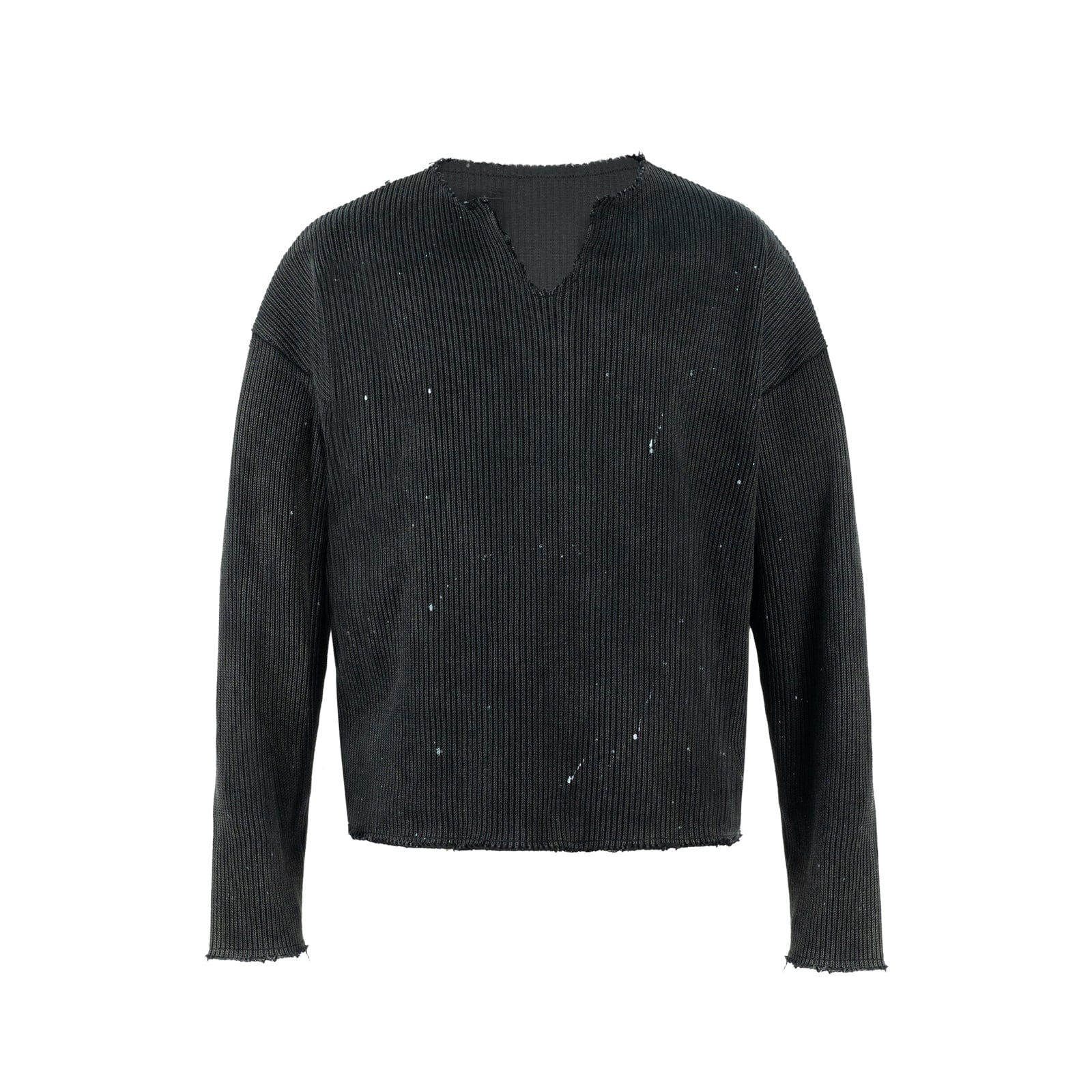 Brown / S Splatter V-Neck Sweater