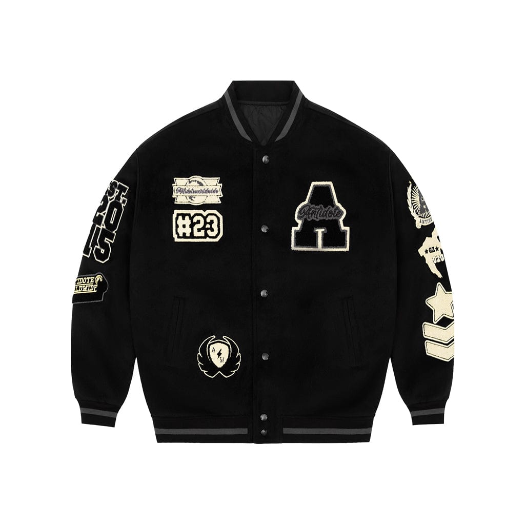 COAT Black / S Embroidered fleece baseball shirt