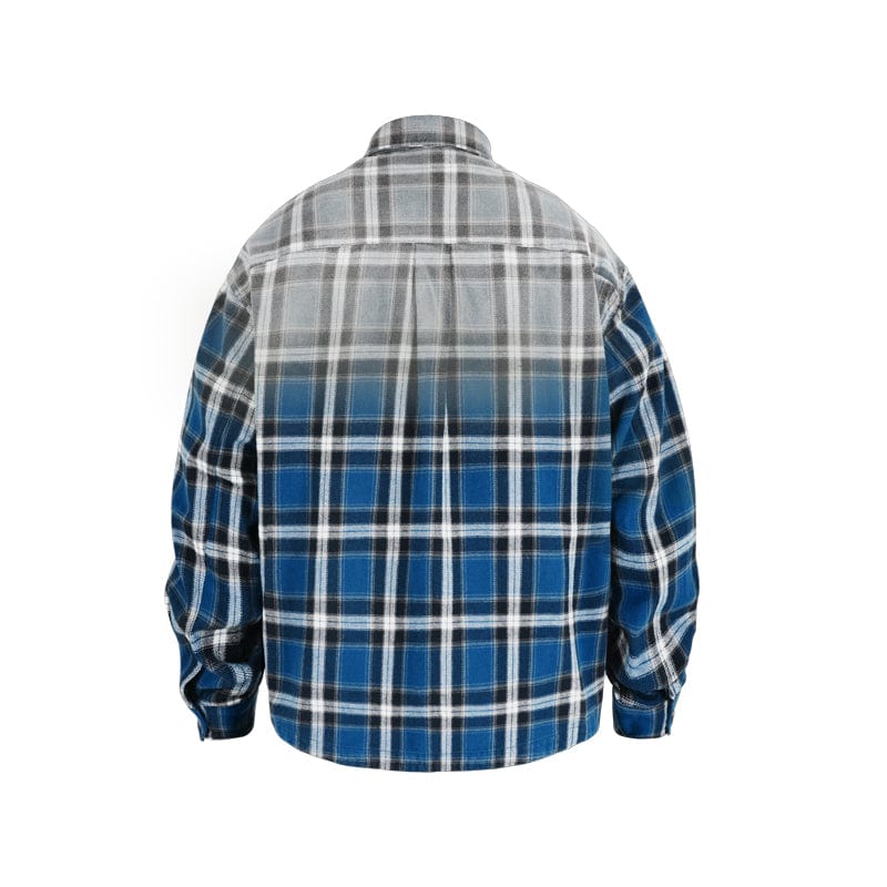 COAT Blue faded plaid ombre shirt