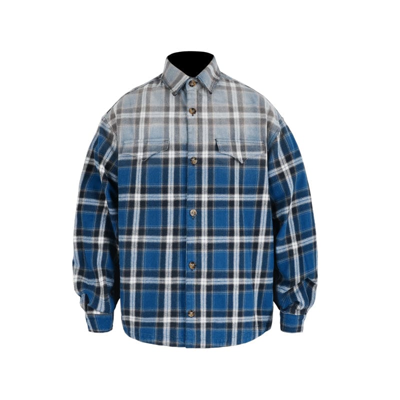 COAT Blue / S Blue faded plaid ombre shirt