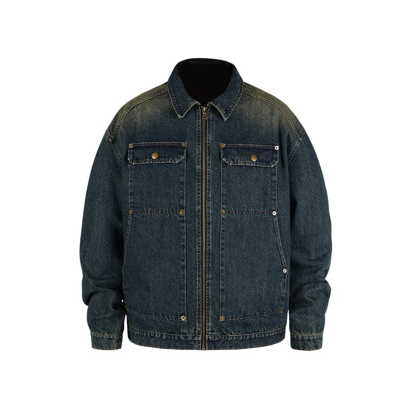 COAT Blue / S Studded denim jacket