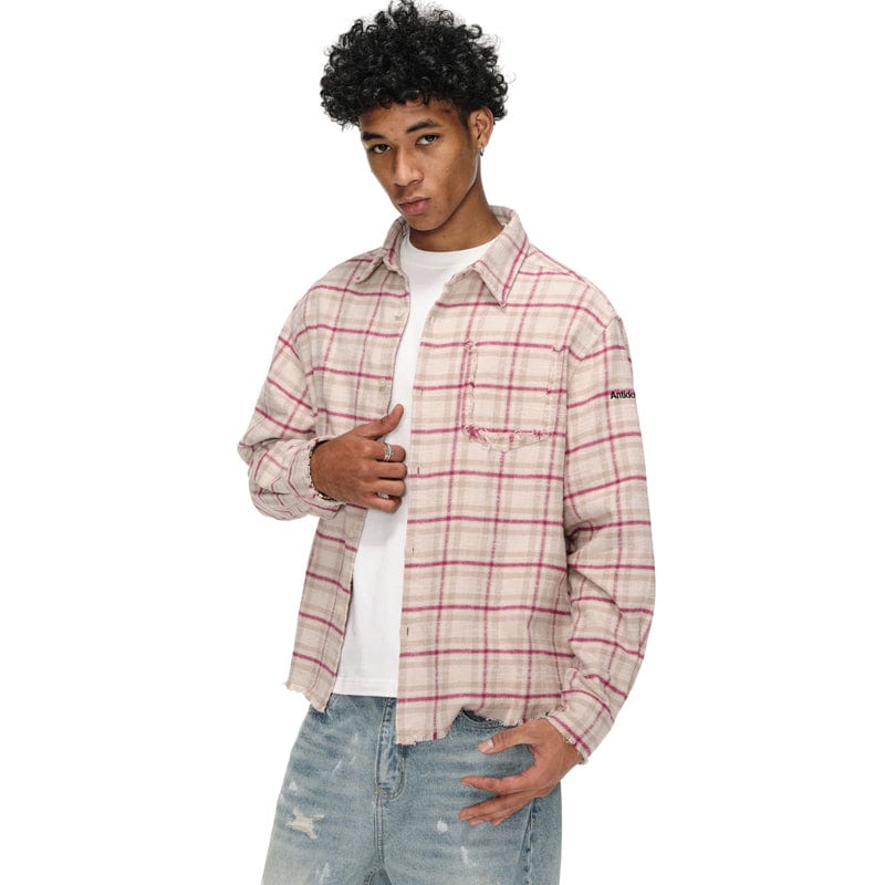 COAT Destroyed plaid shirt