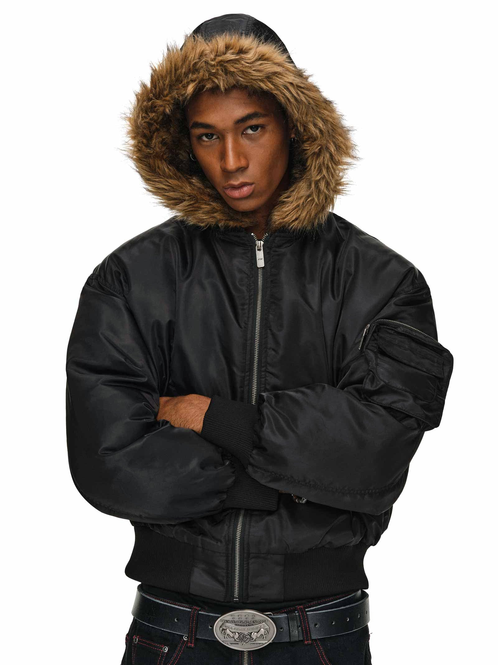 COAT Jacket with Detachable Fur Collar