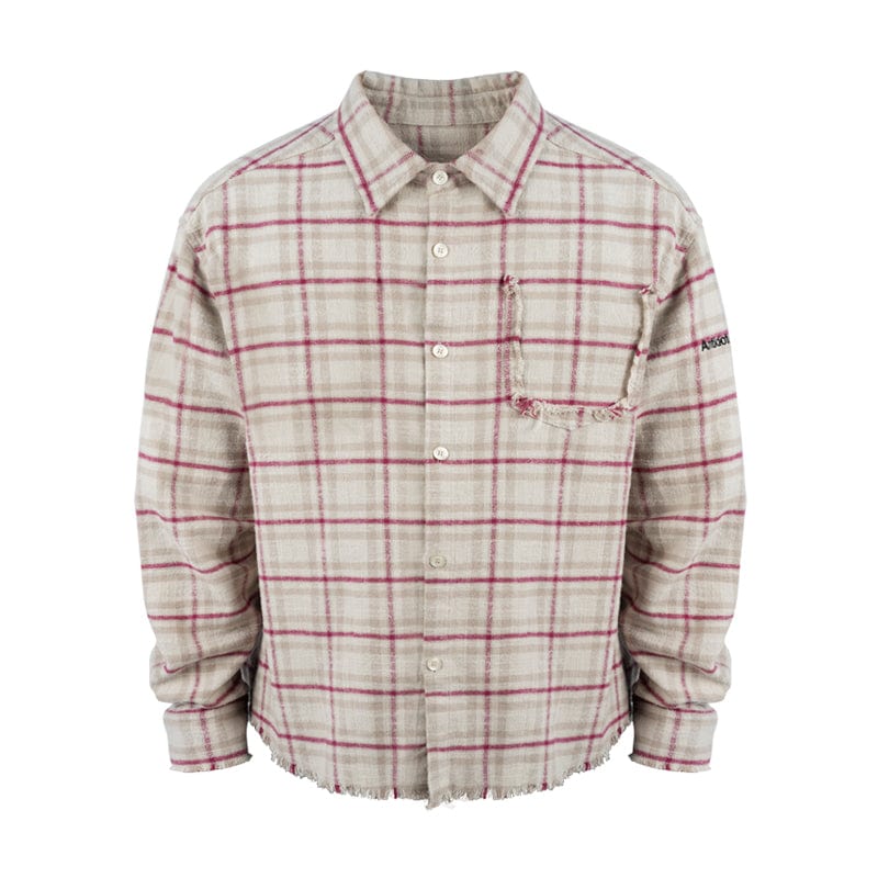 COAT Red / S Destroyed plaid shirt