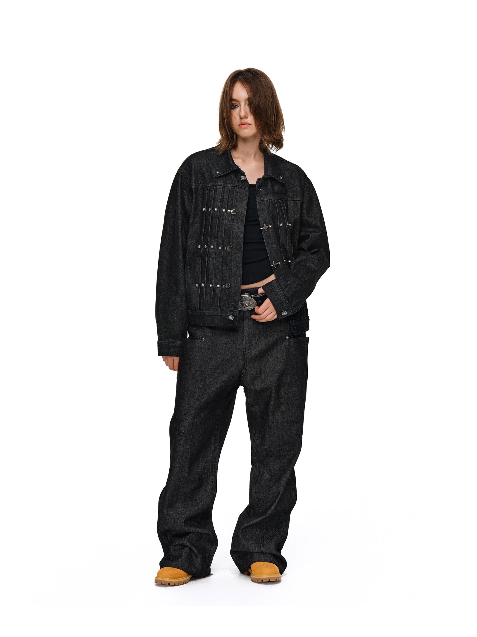 Gemstone Buckle Denim Jacket
