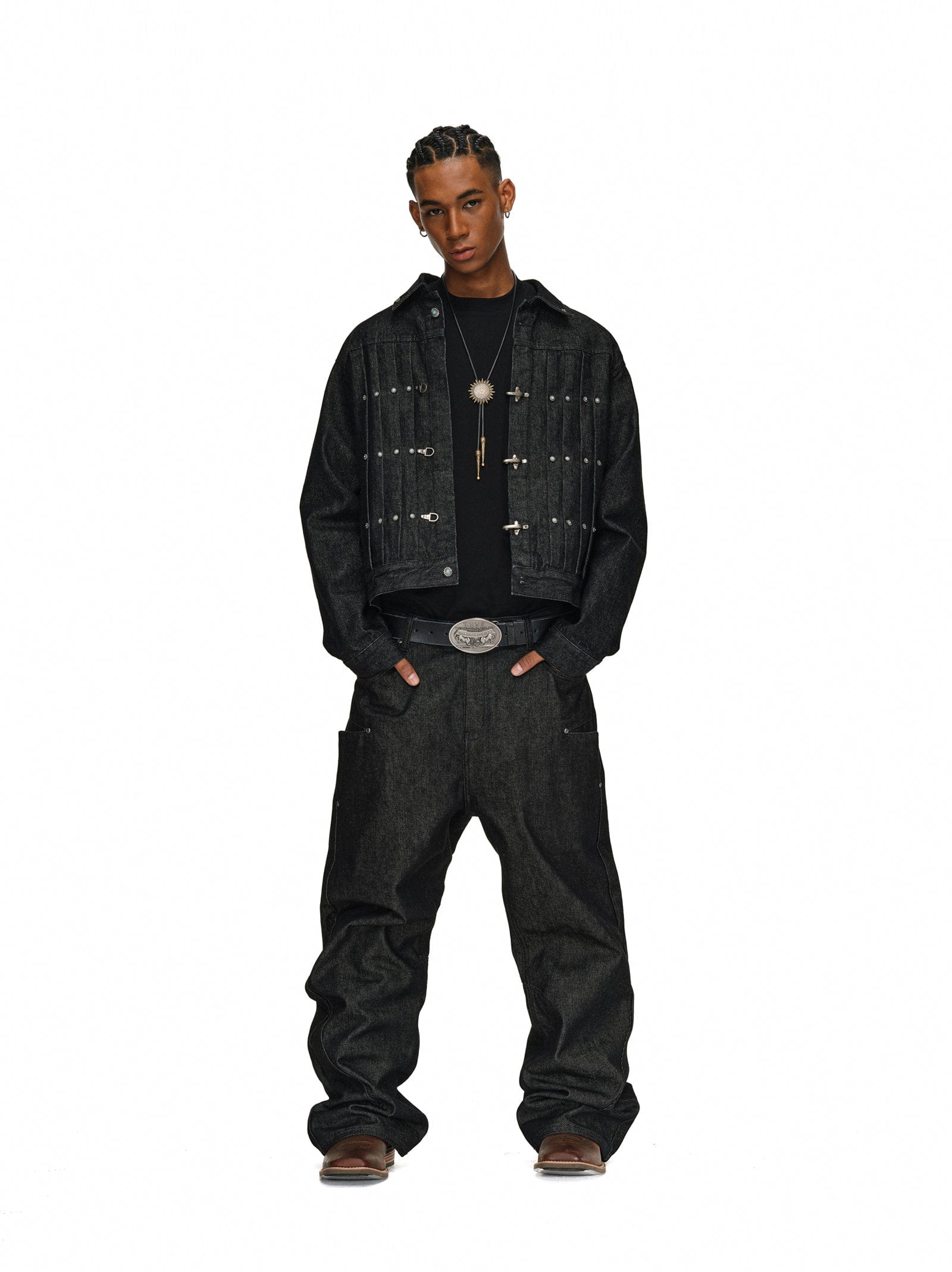 Gemstone Buckle Denim Jacket