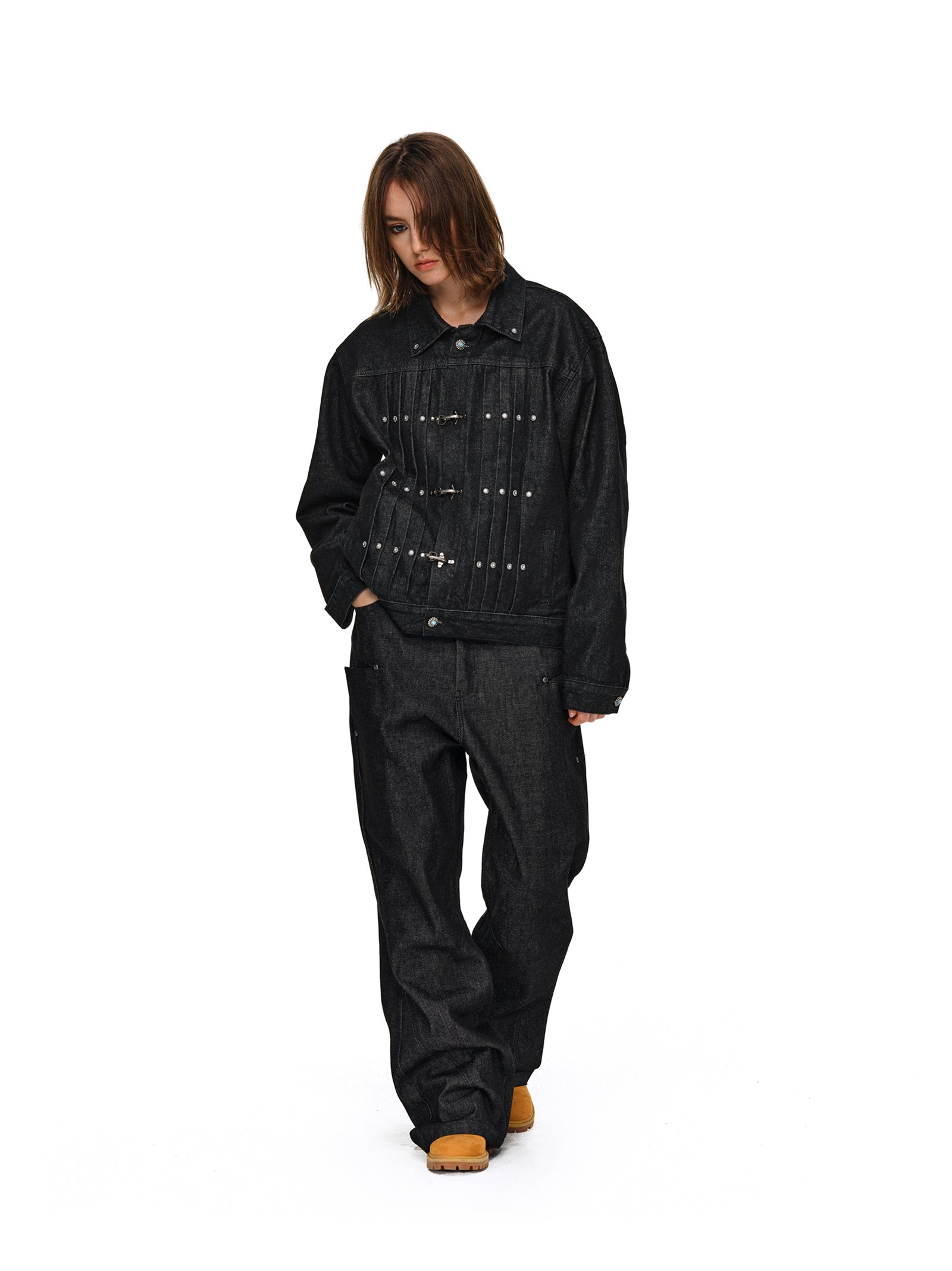 Gemstone Buckle Denim Jacket
