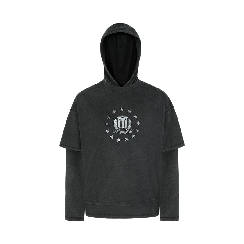 Hoodie Black / S Fake two piece hooded sweatshirt