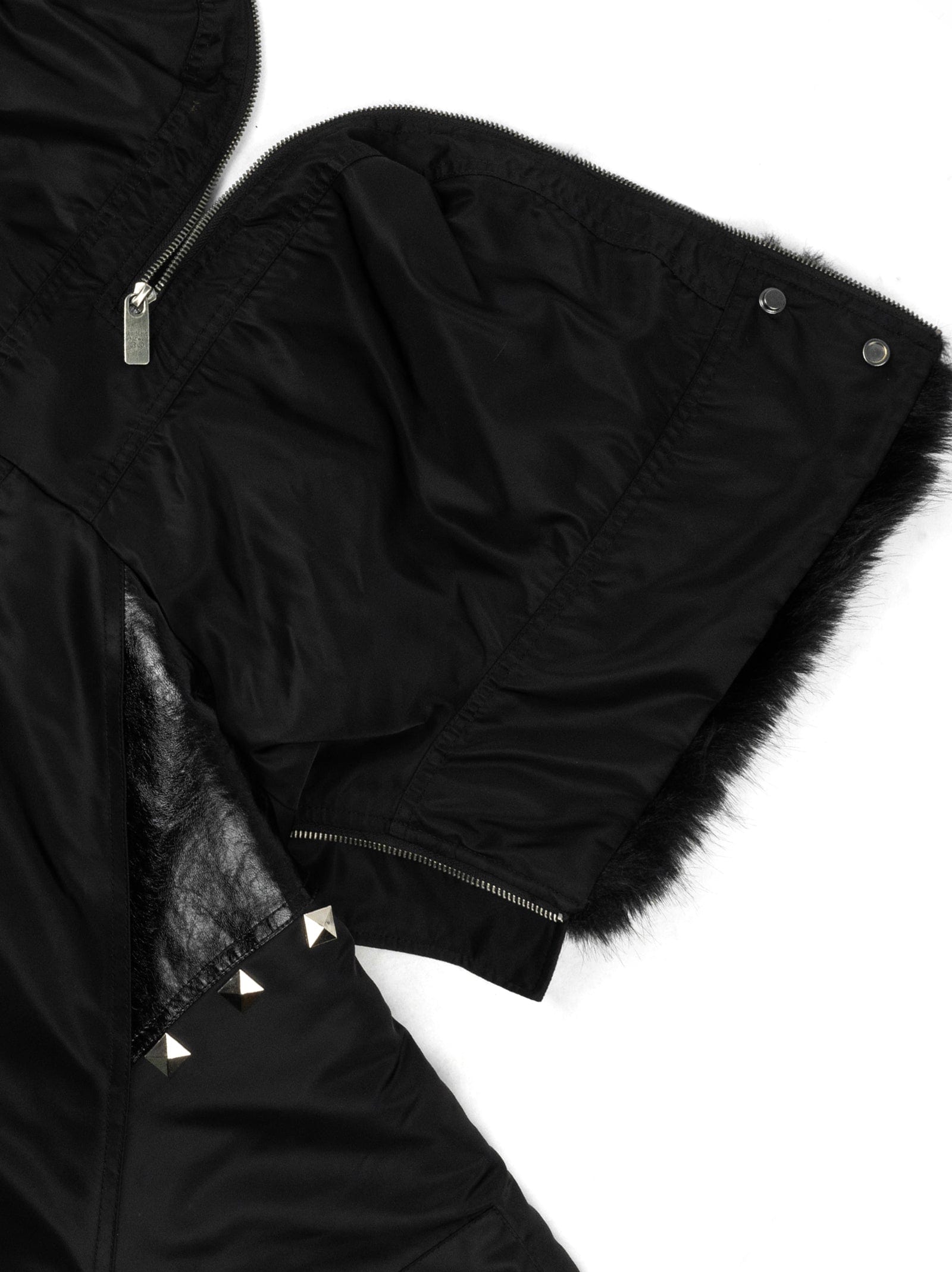Leather-Panel Studded N2B Bomber Jacket
