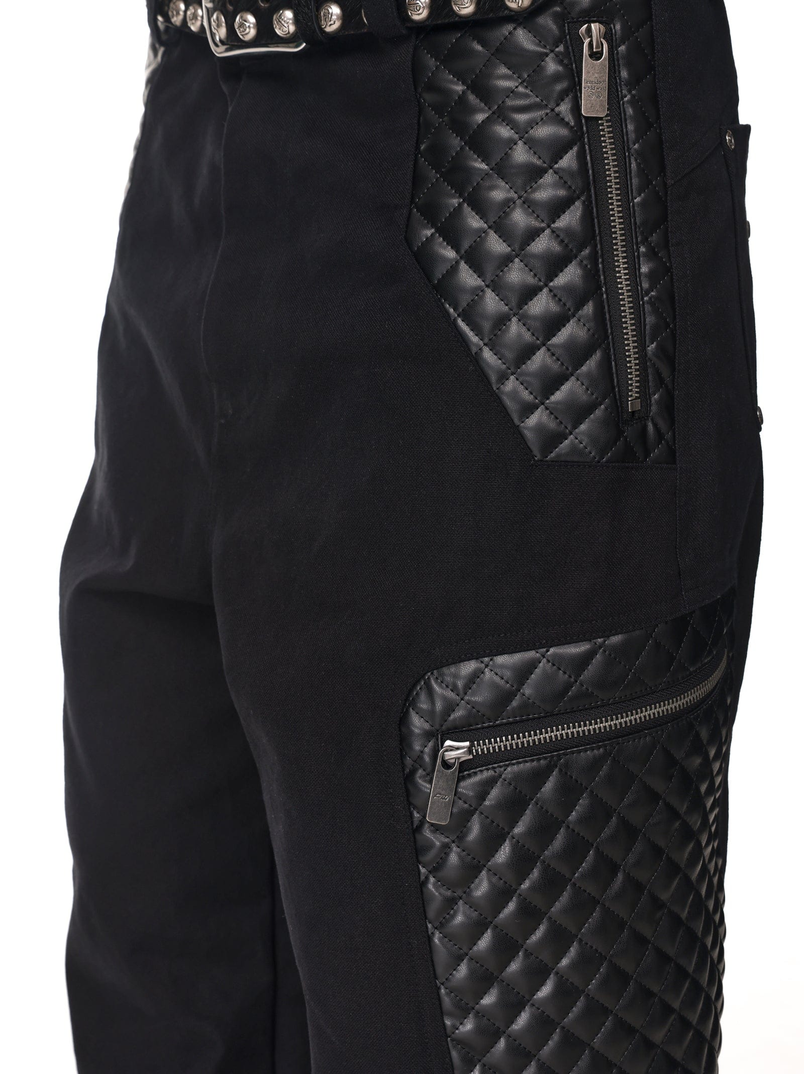 Leather patchwork work pants