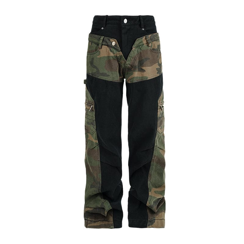 Pants Army Green / S Cargo camouflage patchwork trousers