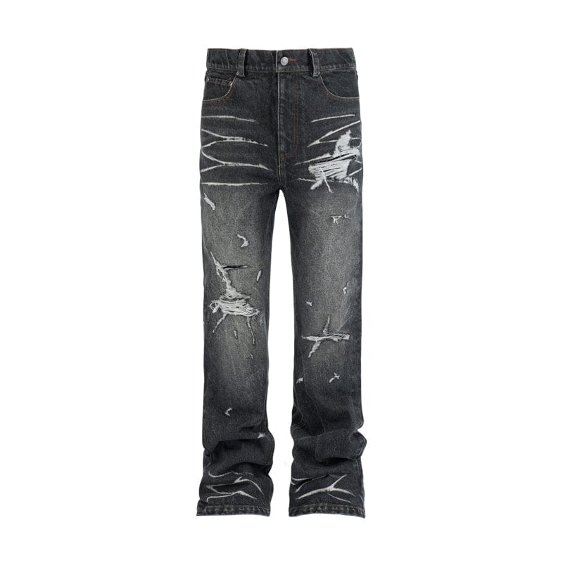 Pants Black / S Irregular ripped jeans