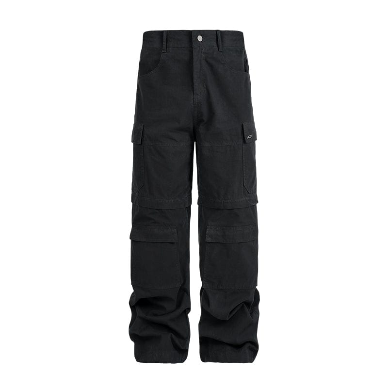 Pants Black / S Men's and women's American street style, detachable long and short multi-pocket overalls