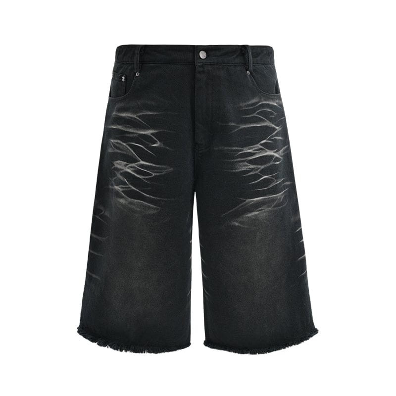 Pants Black / S Over the knee denim shorts water ripple casual shorts summer