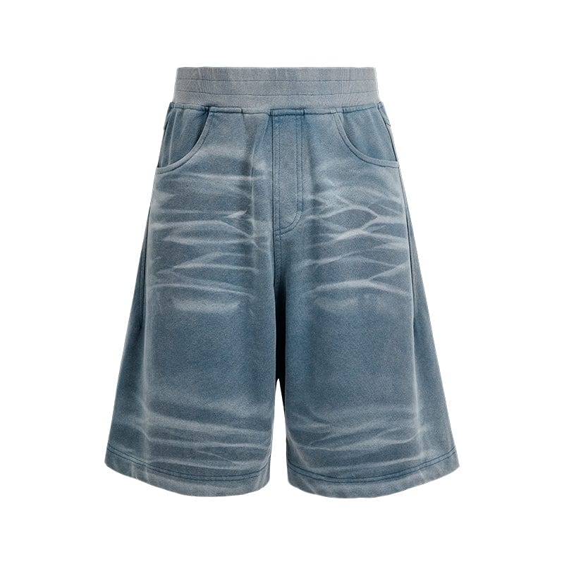 Pants Blue / S Cat whiskers, distressed 450g heavyweight sweatpants, loose wide-leg shorts