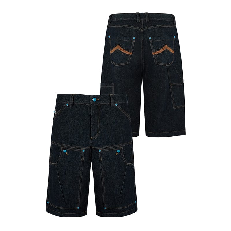 Pants Blue / S Cropped Raw Denim Logging Pants