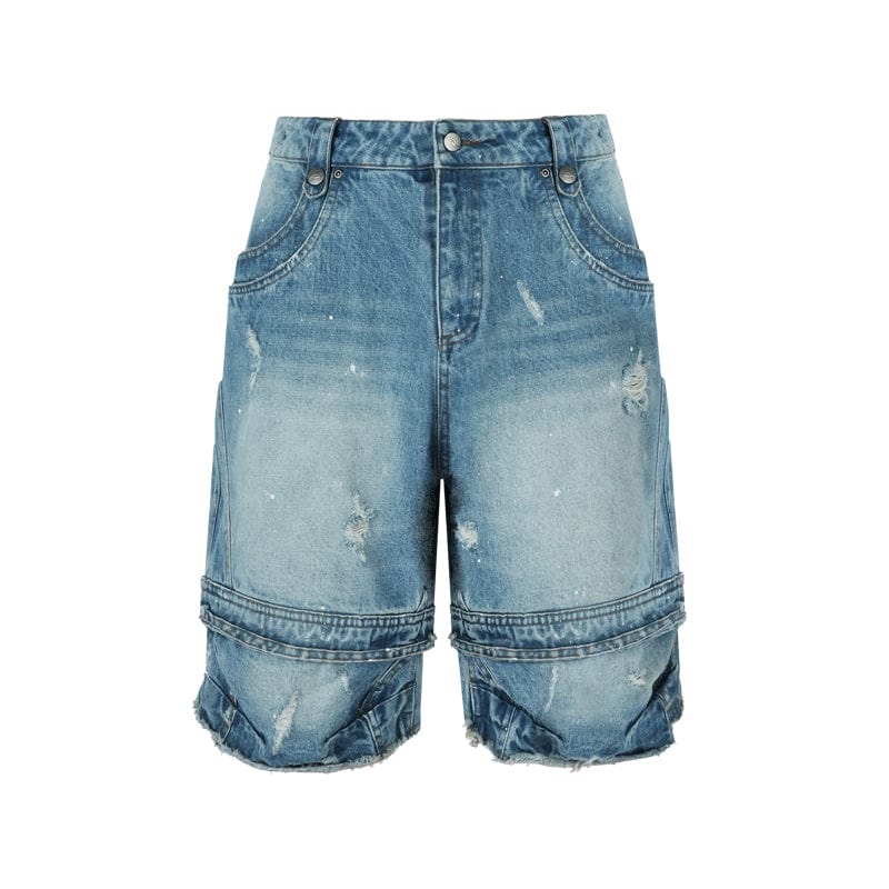 Pants Blue / S Fake two-piece cropped jeans