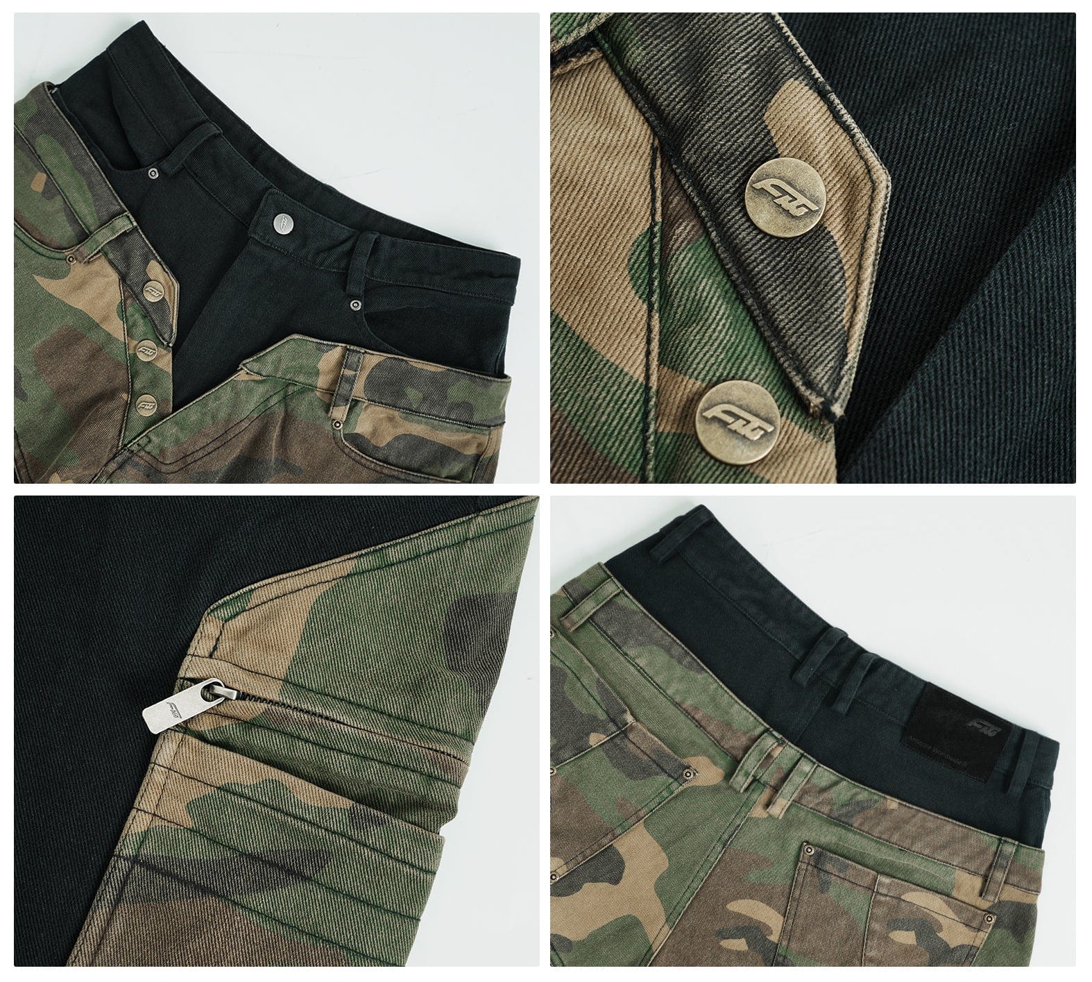 Pants Cargo camouflage patchwork trousers